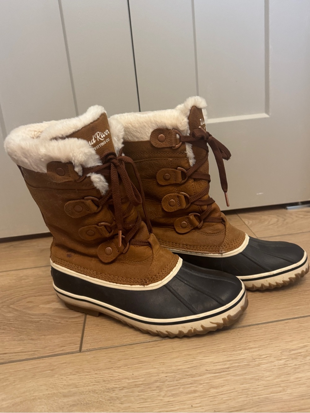 WindRiver T-Max Brown Leather Faux Fur Winter Boots Size 9